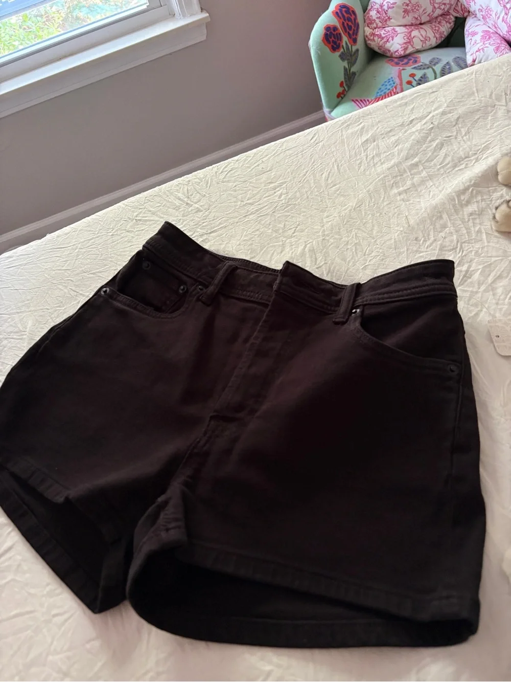 We The Free Black High-Rise Denim Shorts